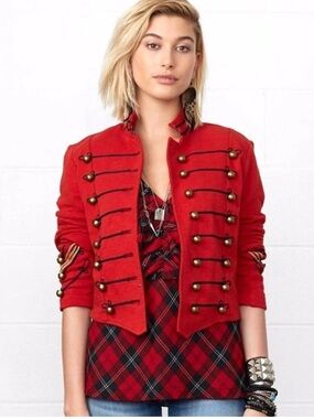 VTG Denim Supply Ralph Lauren Military Army Officer Cropped Slim Band Jacket S